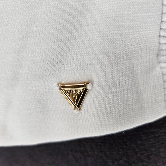 6325-28 Los Angeles Guess white cropped open front jacket blazer Size XL - Picture 4 of 8